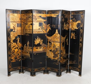ANTIQUE CHINESE LACQUERED ROOM DIVIDER SCREEN