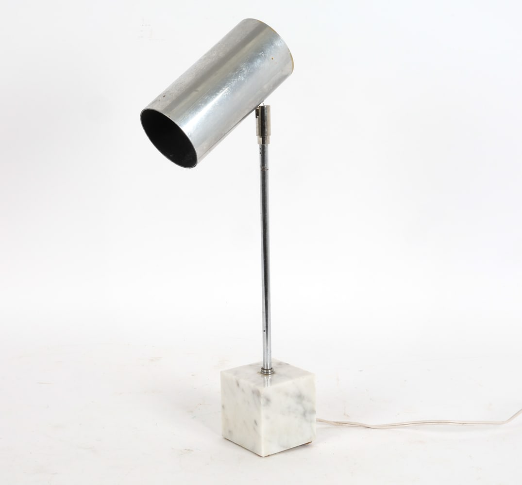 ROBERT SONNEMAN STYLE CHROME & MARBLE DESK LAMP (1 of 9)