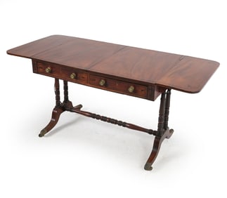 ANTIQUE DROP-LEAF MAHOGANY TABLE
