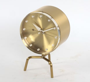 GEORGE NELSON BRASS TRIPOD DESK CLOCK
