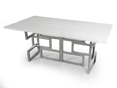 MARBLE & CHROME DINING TABLE