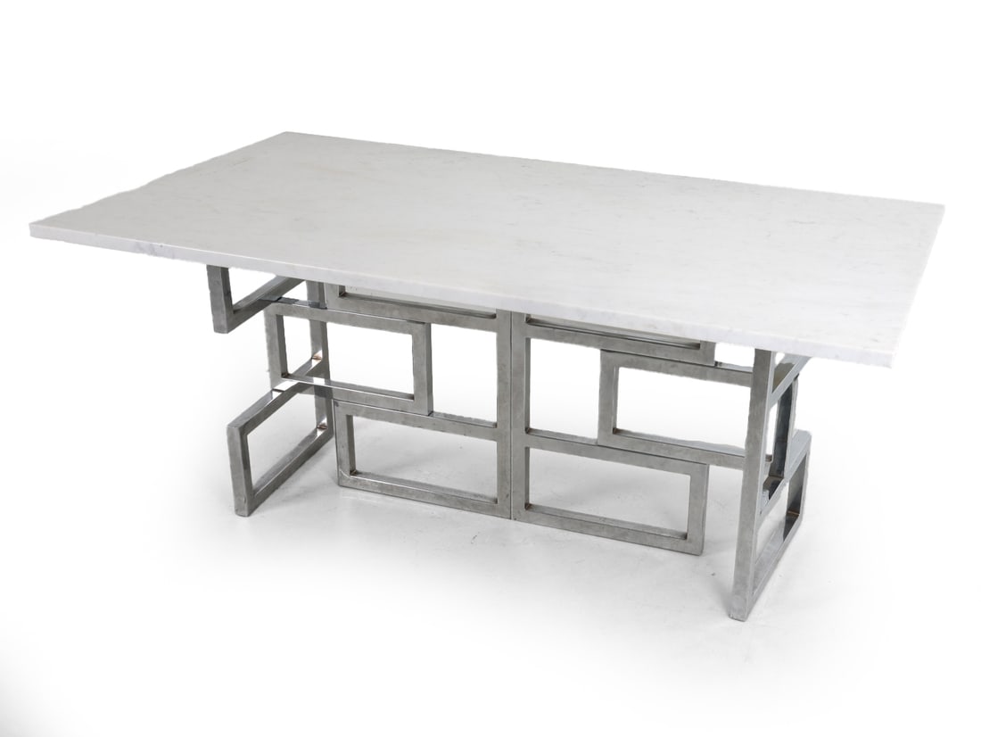 MARBLE & CHROME DINING TABLE (1 of 16)