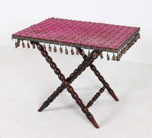 TURNED MAHOGANY GYPSY SIDE TABLE