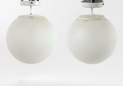 PAIR OF VINTAGE GLOBE PENDANT LIGHTS