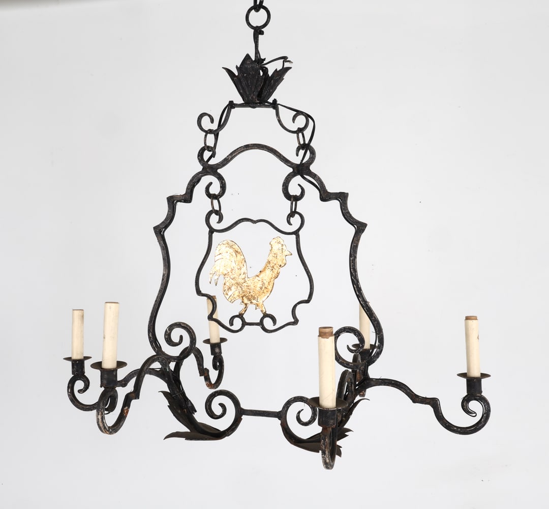 VINTAGE WROUGHT ROOSTER IRON CHANDELIER (1 of 17)