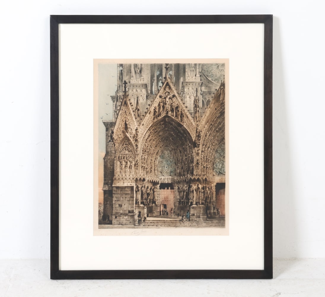 ANTIQUE CAMILLE FONCE CATHEDRAL LITHOGRAPH PRINT (1 of 9)