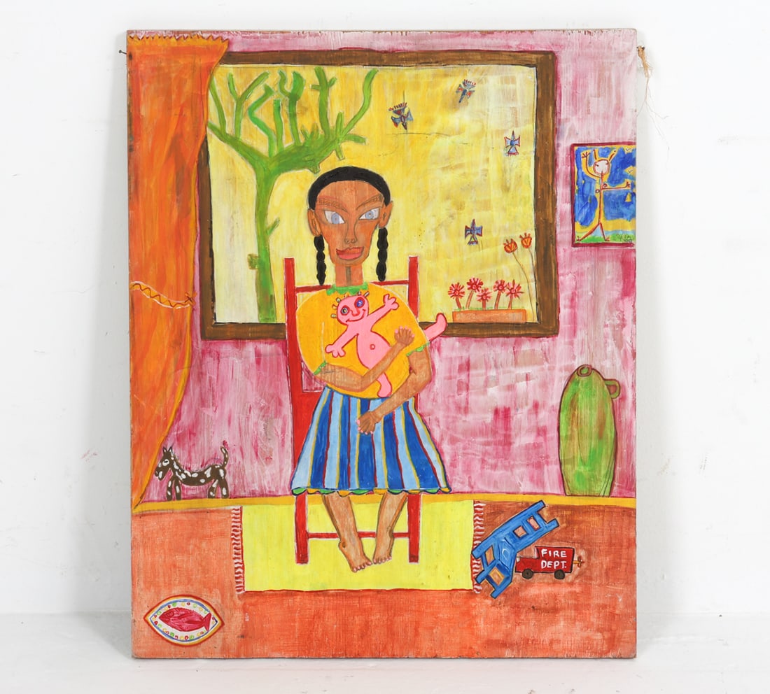 OUTSIDER FOLK ART PORTRAIT PAINTING A/B (1 of 13)