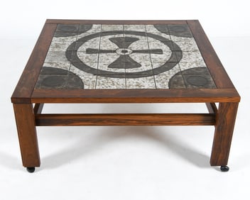 MID-CENTURY DANISH ROSEWOOD & TILE COFFEE TABLE