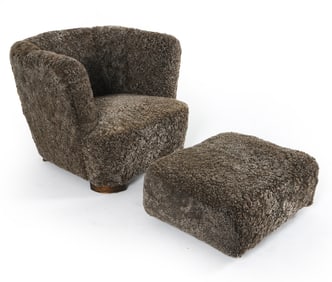 DANISH LAMBSWOOL LOUNGE CHAIR & OTTOMAN