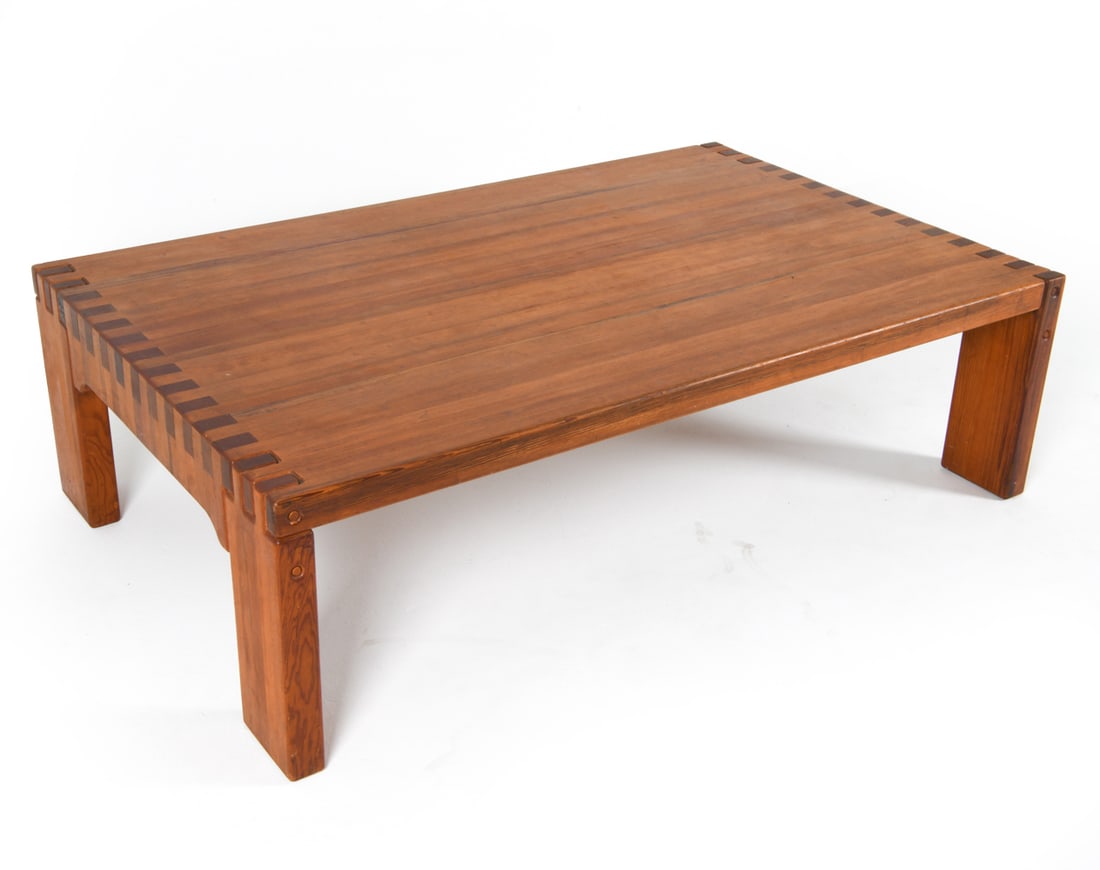SCANDINAVIAN BRUTALIST PINE COFFEE TABLE C. 1970S (1 of 14)