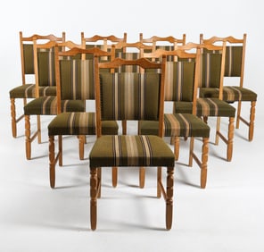 HENNING KJAERNULF STYLE DANISH OAK DINING CHAIRS
