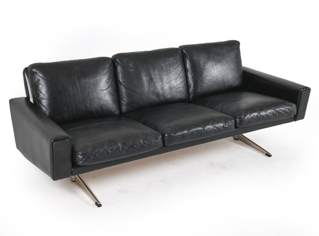 MID-CENTURY SCANDINAVIAN BLACK LEATHER SOFA (1 of 15)