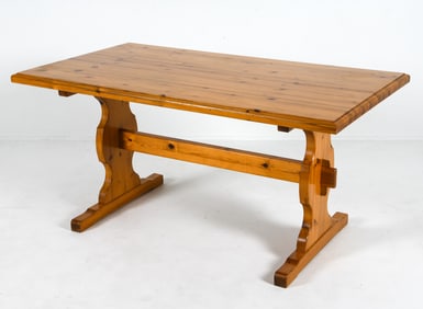SWEDISH PINE TRESTLE DINING TABLE C. 1970S