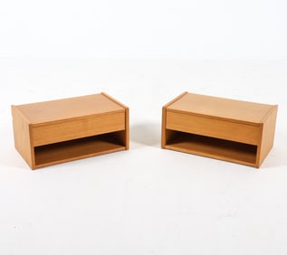 PAIR OF DANISH OAK FLOATING NIGHSTANDS C. 1970S