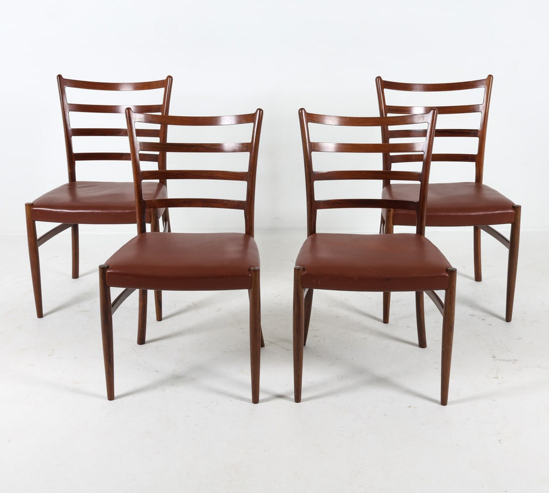 (4) DANISH ROSEWOOD & LEATHER DINING CHAIRS 1960S (1 of 16)