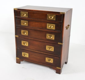 CAMPAIGN STYLE MAHOGANY CHEST C. 1960S