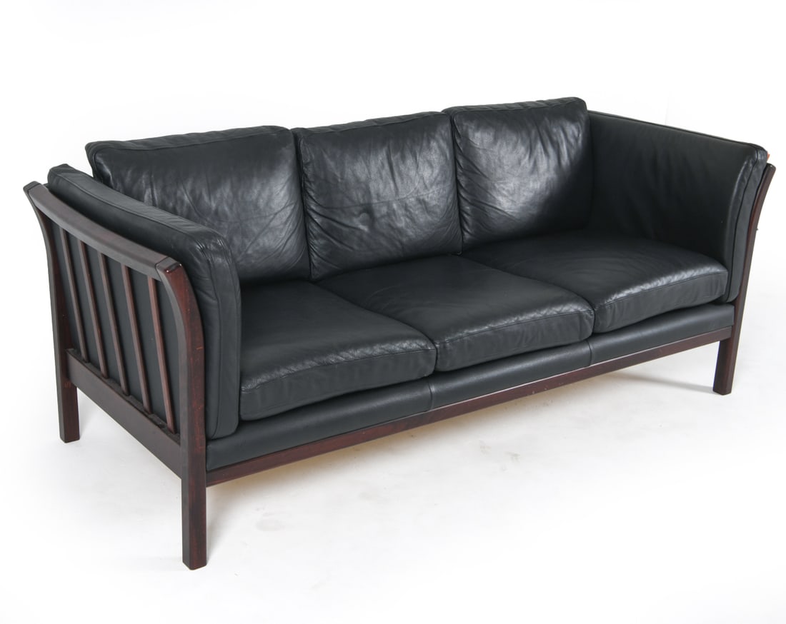MID-CENTURY DANISH LEATHER & BEECH SOFA C. 1960S (1 of 15)