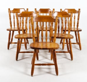 (6) SCANDINAVIAN PINE DINING CHAIRS C. 1970S