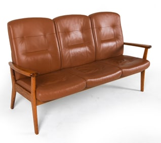 FARSTRUP DANISH TEAK & LATHER SOFA