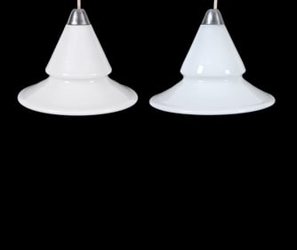 PAIR ROYAL COPENHAGEN OPUS OPALINE PENDANT LIGHTS