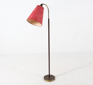 MID-CENTURY DANISH STITCHED LEATHER FLOOR LAMP