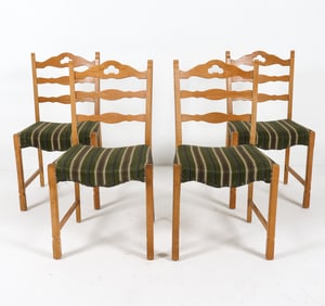 4 HENNING KJAERNULF STYLE DANISH OAK DINING CHAIRS