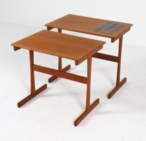 DANISH TEAK & TILE NESTING TABLES C. 1960S
