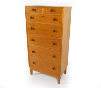 SCANDINAVIAN OAK TALLBOY DRESSER C. 1960S