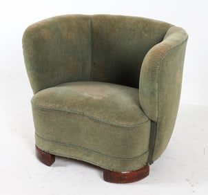 MANNER OF BOESEN DANISH MOHAIR LOUNGE CHAIR