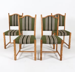 4 HENNING KJAERNULF STYLE DANISH OAK DINING CHAIRS