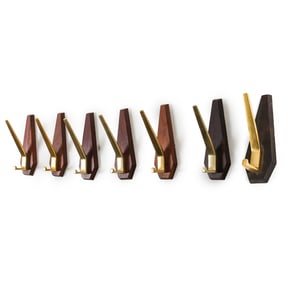 DANISH ROSEWOOD WALL MOUNT COAT HOOKS C. 1960S