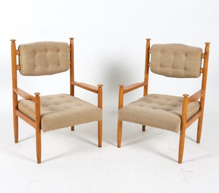 PAIR OF SCANDINAVIAN BEECH ARMCHAIRS C. 1970S