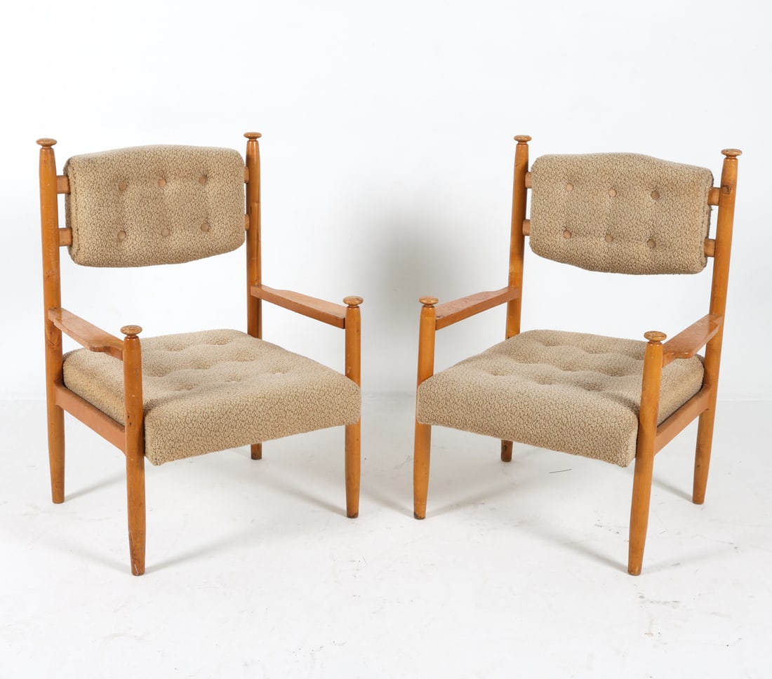 PAIR OF SCANDINAVIAN BEECH ARMCHAIRS C. 1970S (1 of 17)
