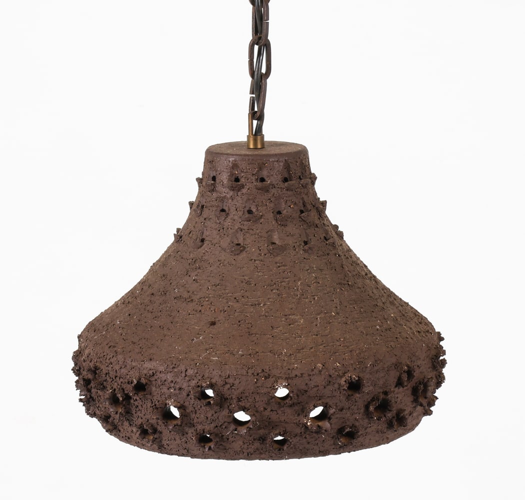 MID-CENTURY DANISH BRUTALIST CERAMIC PENDANT LIGHT (1 of 13)