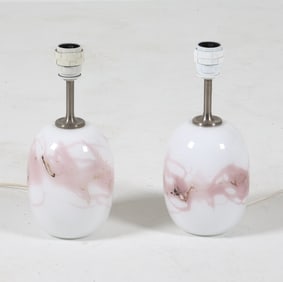PAIR HOLMEGAARD SAKURA GLASS TABLE LAMPS