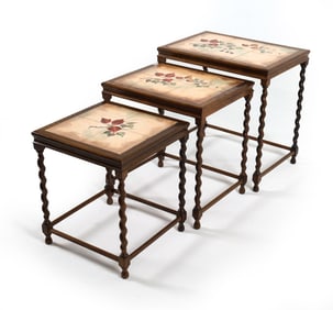 DANISH OAK & TILE NESTING TABLES C. 1970S