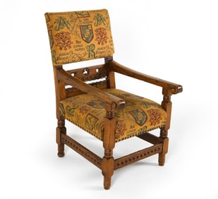 SCANDINAVIAN BAROQUE OAK ARMCHAIR