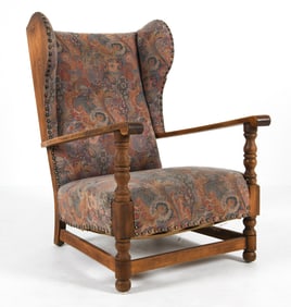 MID-CENTURY DANISH OAK WINGBACK LOUNGE CHAIR