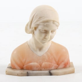 CARVED ALABSTER FEMALE BUST
