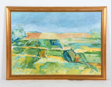 20TH C. DANISH ABSTRACT LANDSCAPE O/C