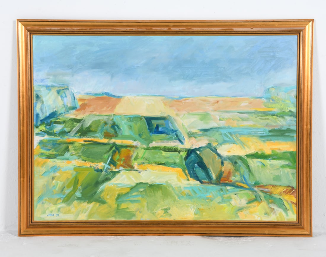 20TH C. DANISH ABSTRACT LANDSCAPE O/C (1 of 6)