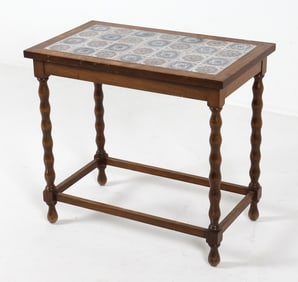 HENNING KJAERNULF STYLE OAK & TILE SIDE TABLE