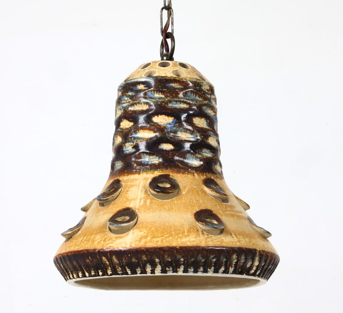 MID-CENTURY DANSIH CERAMIC BELL PENDANT LIGHT (1 of 12)