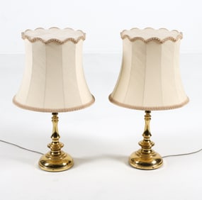 PAIR MID-CENTURY BRASS TABLE LAMPS C. 1960S