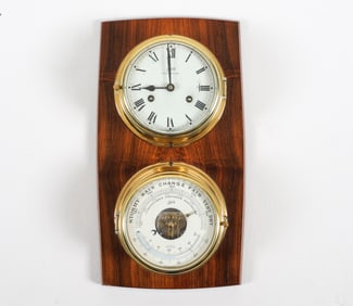 SCHATZ BRASS SHIP'S CLOCK & BAROMETER