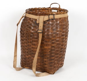 ANTIQUE ADIRONDACK SPLINT BASKET BACKPACK
