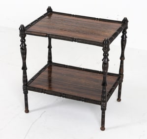 ANTIQUE ROSEWOOD TWO-TIERED SIDE TABLE