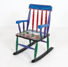 PEDRO MILLINGALLI (ECUADOR) FOLK PAINTED CHAIR