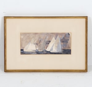 SAILBOATS ABSTRACT WATERCOLOR PAINTING