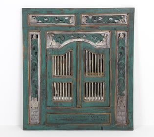 VINTAGE BALINESE/JAVANESE WINDOW SHUTTER MIRROR